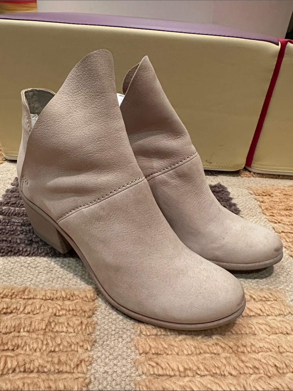 Dolce Vita Women's Selena Neutral Taupe Ankle Booties - Slip-On Low Heel